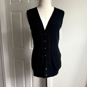 Joie Black Button Down Sweater Vest sz M